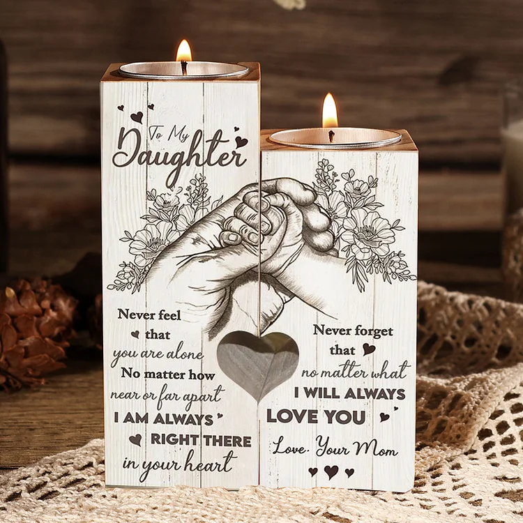 "Never Feel That You Are Alone", Personalized Wooden Candle Holder Gifts For Her