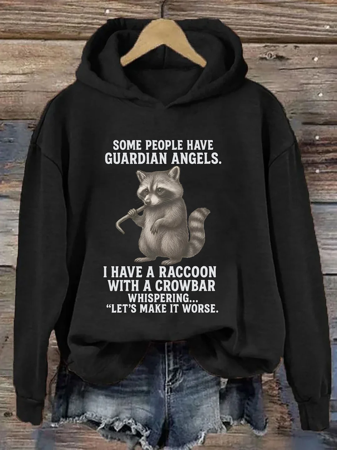 Some People Have Guardian Angels Raccoon With Crowbar Hoodie