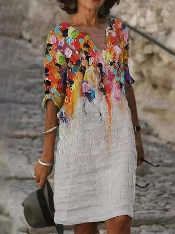 Women’s Oil Painting Print Dress
