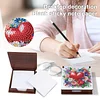 Wooden DIY Flower Heart Diamond Painting Kit Note Box with 160 Papers for Office