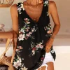 V-neck Floral Print Short Shift Dress