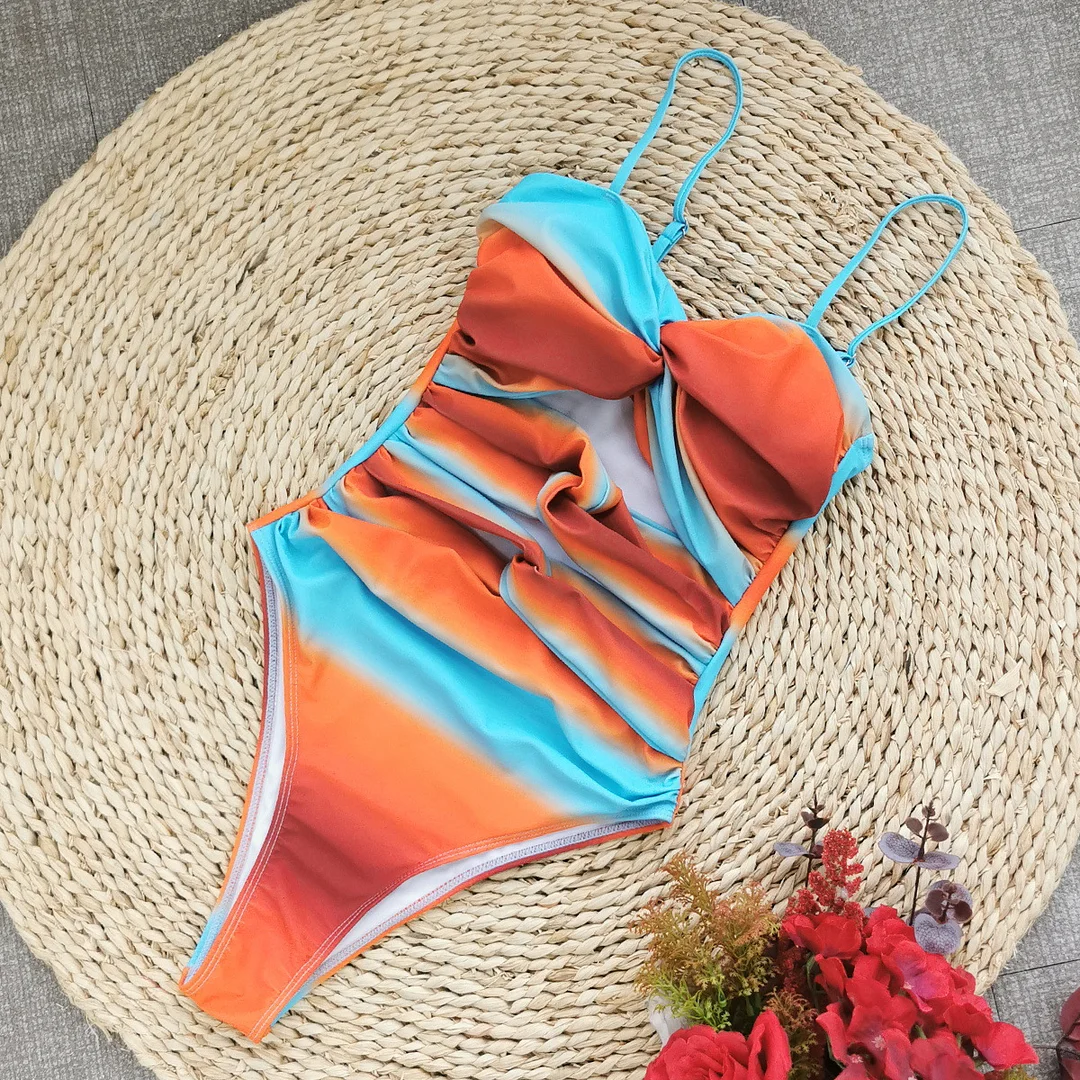 Zingj Chest-Meared Hollowed-In Swimsuit Lady 2025 New Gradient Tie Dye Swimsuit Outlet