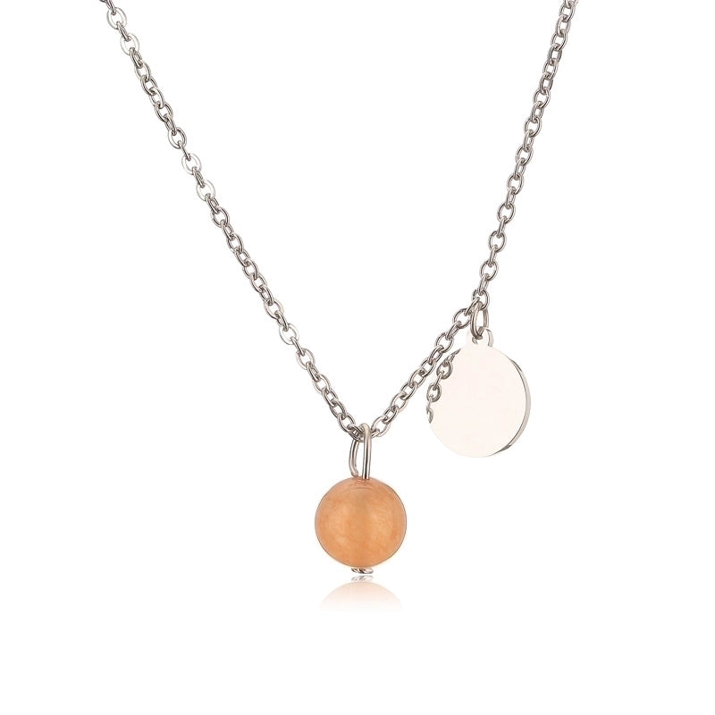 Punk Minimalist Round Natural Stone Pendant Necklace In Bulk