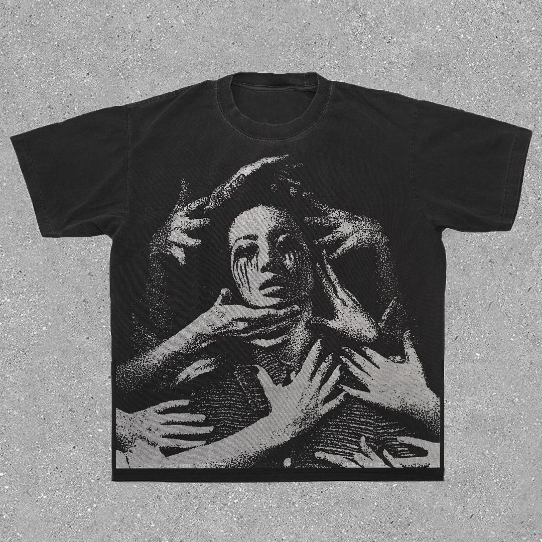 Sopula Vintage Unisex Crying Girl Graphic Casual Cotton T-Shirt - SOPULA