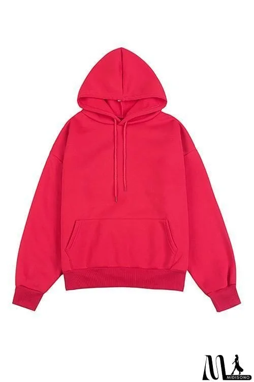 MidiSono - Pockets Drawstring Loose Hoodie