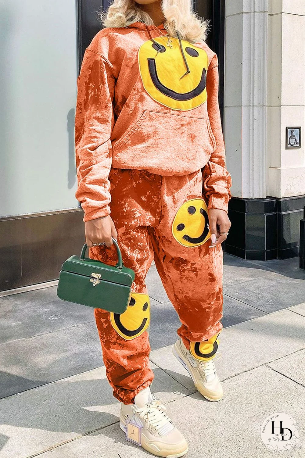 Green Fashion Casual Acetate Fiber Patchwork Hooded Collar Two Pieces