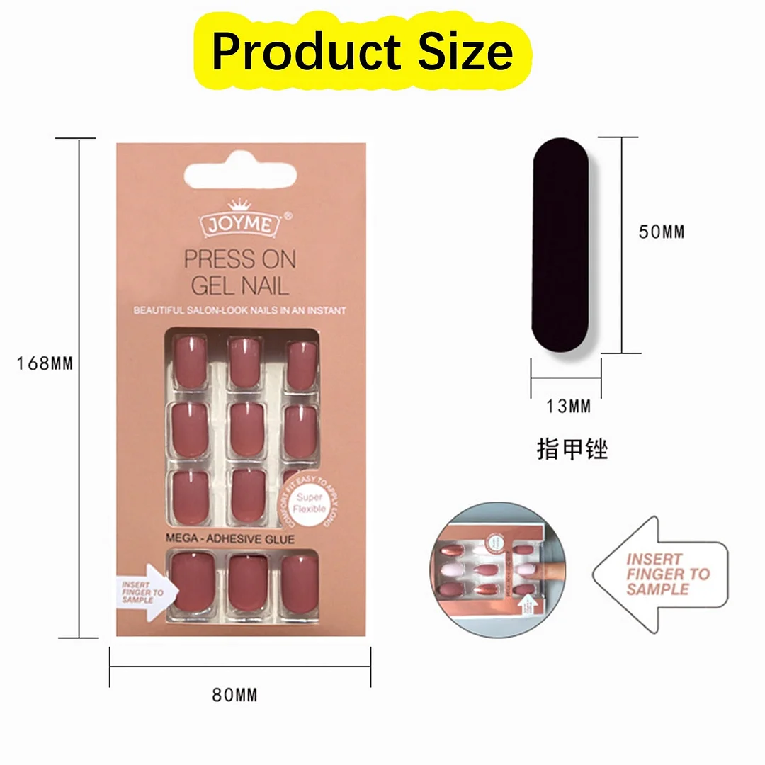 24Pcs Nails Art Fake Nail Tips False Press on Coffin with Glue Stick Designs Clear Display Short Set Full Cover Artificial Squar-Nail Inspo