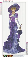 Purple Dress Lady - Full Round Diamond Painting(30*60cm)