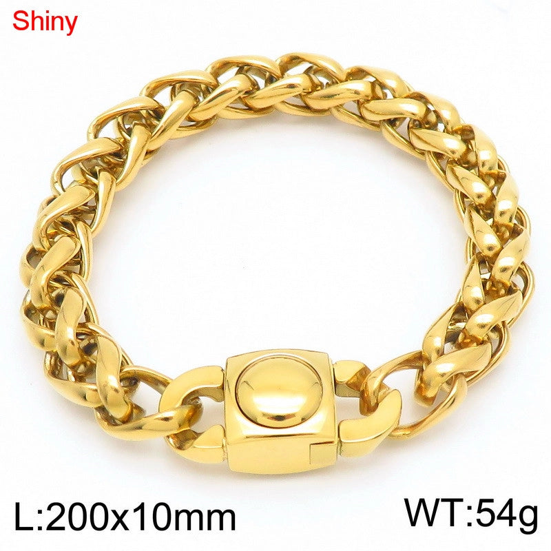 Fashion Stainless Steel 10mm Basket Chain Woven Chain Casting Buckle Necklace