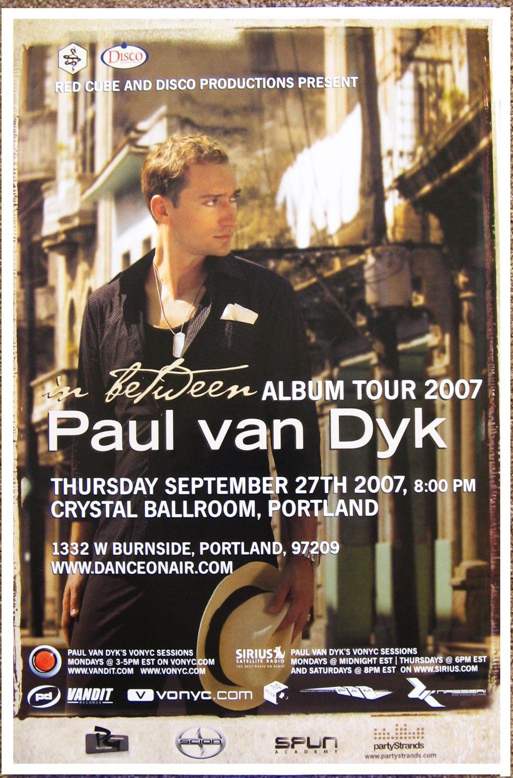 PAUL VAN DYK 2007 Gig POSTER Portland Oregon Concert