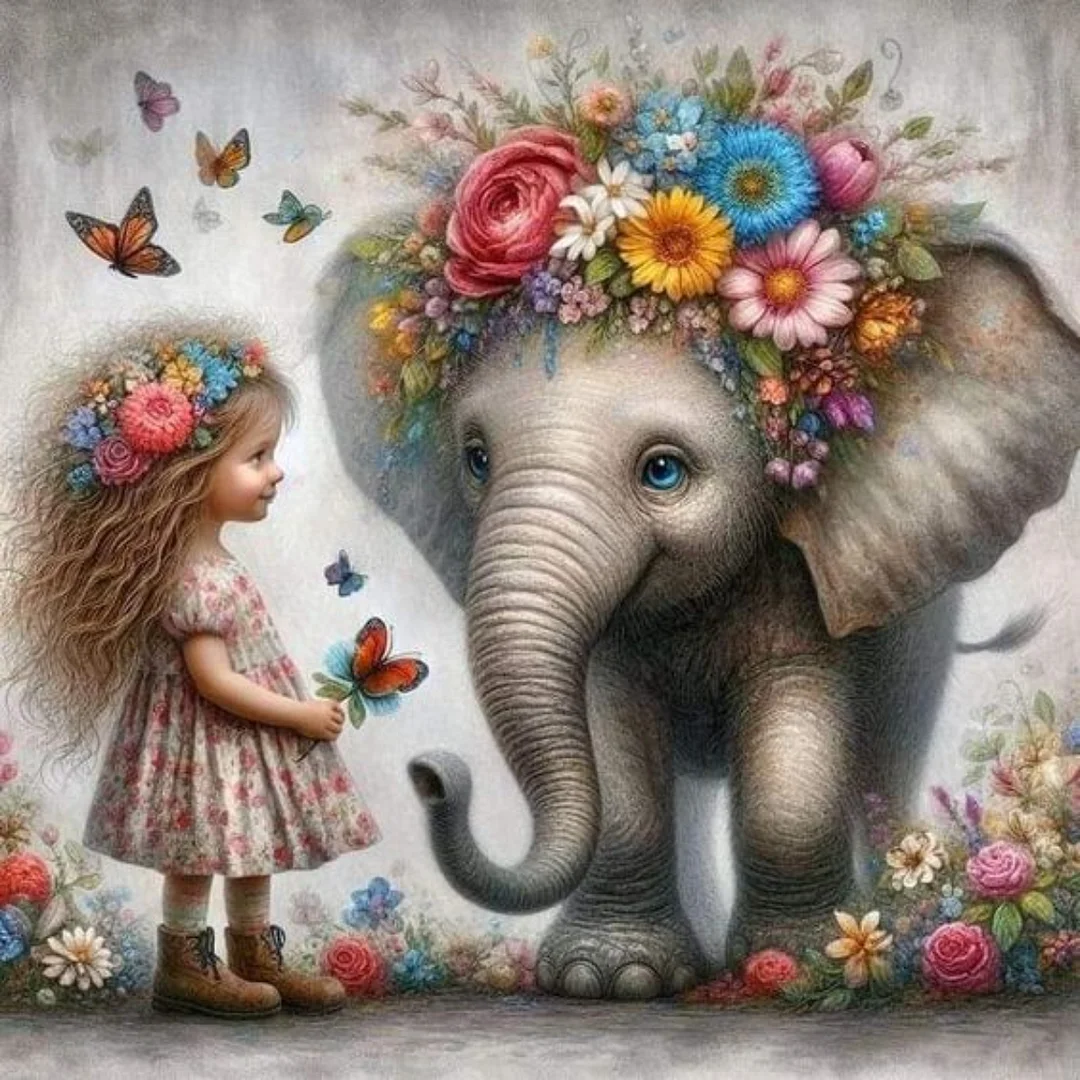 Full Round Diamond Painting - Elephant(Canvas|40*40cm)