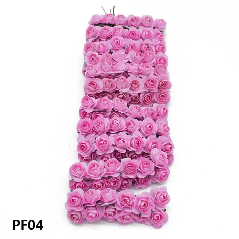 72Pcs/lot 2CM Multicolor Paper Artificial Flowers Mini Rose Flower Head Wedding Bouquet Scrapbooking Party Home Decoration