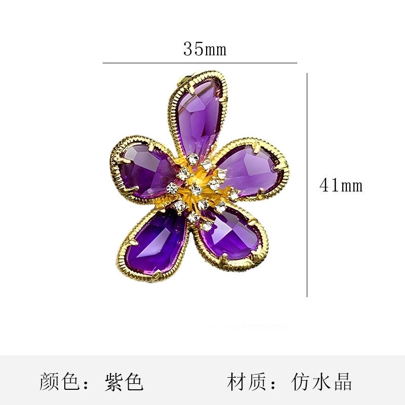 Retro Pin Flower Alloy Inlay Artificial Crystal Rhinestones Women’S Brooches