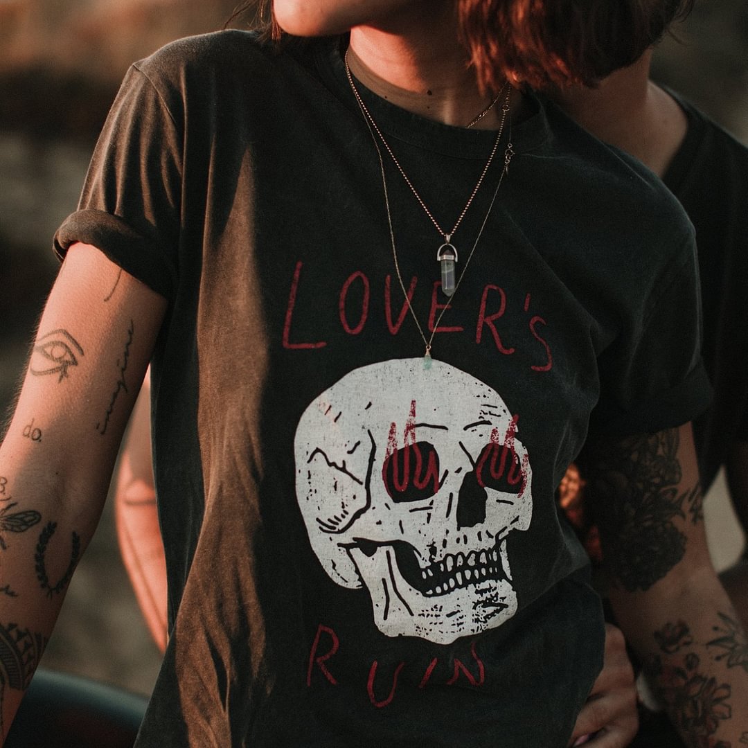 Lover's ruin skull print t-shirt