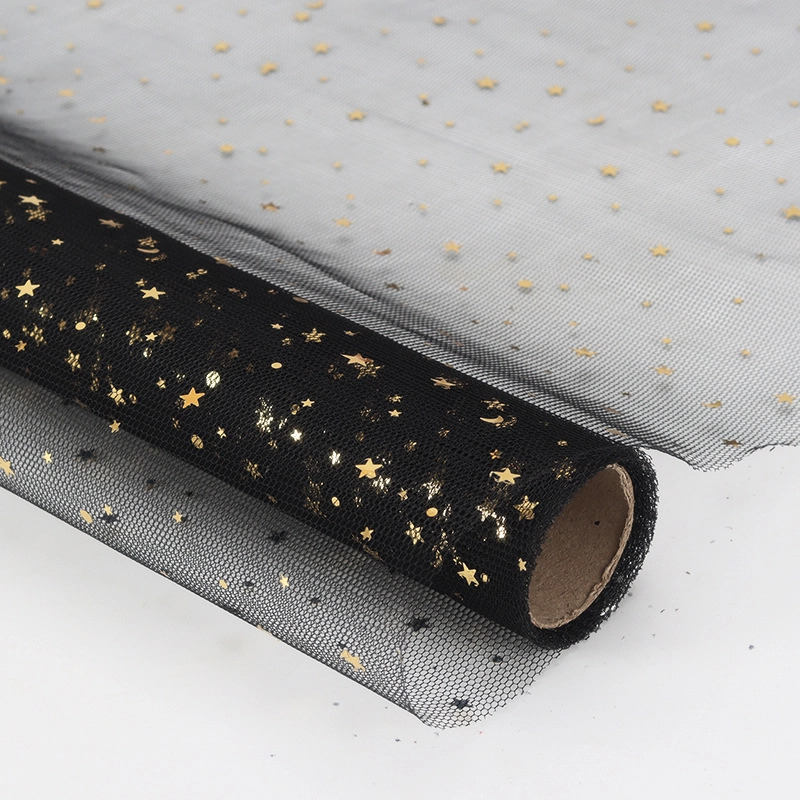 Hot Stamping Star Moon Gauze Flower Packaging Materials Florist Supplies Valentine’s Day Floral Bouquet Packaging Mesh