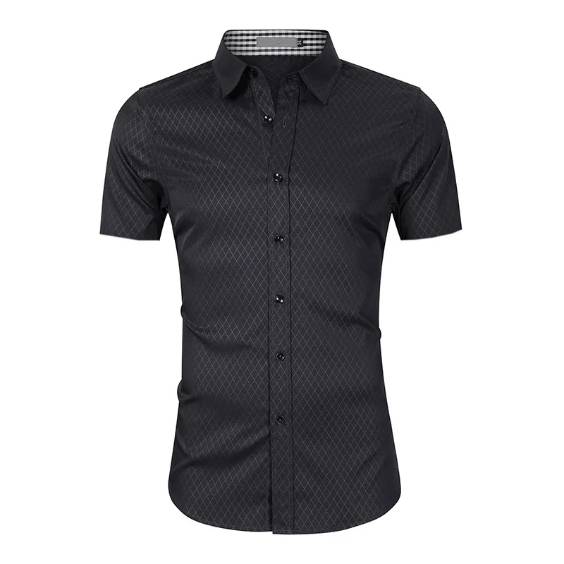 Men Short Sleeve Lapel Button Down Business Shirts