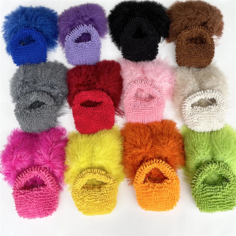 Women’s Plush Solid Color Basic Classic Style Square Zipper Handbag