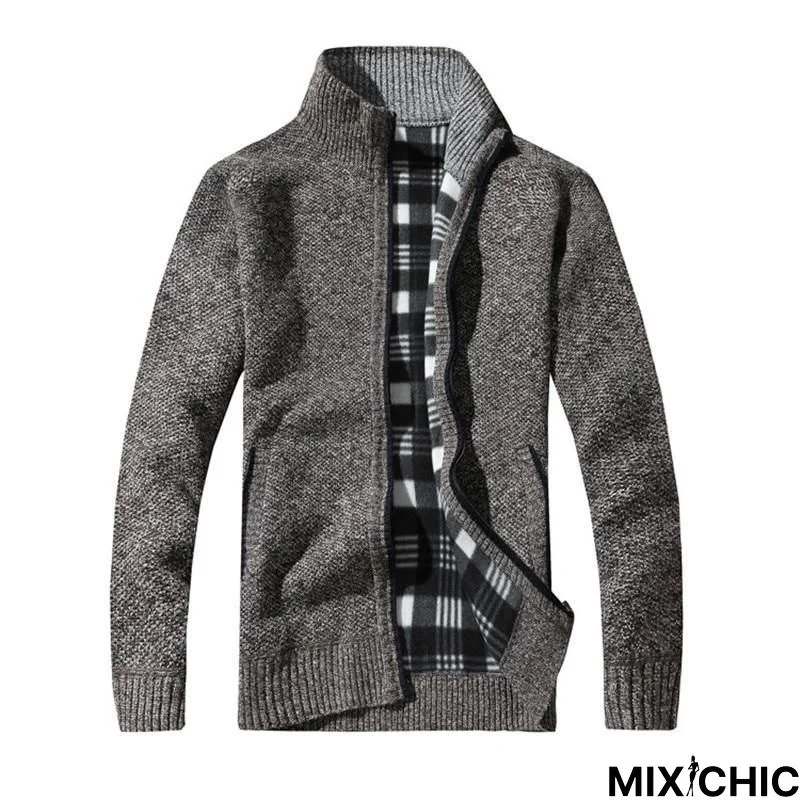 Men's Sweaters Autumn Winter Warm Thick Velvet Sweater Jackets Cardigan Coats Male Clothing Casual Knitwear