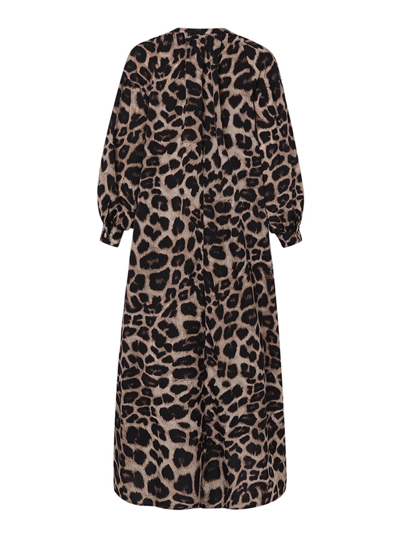 Women's Casual Boho All-Over Leopard Print Dress, Street Long Dress for Vacation Wear, Ladies Clothes for Daily Wear