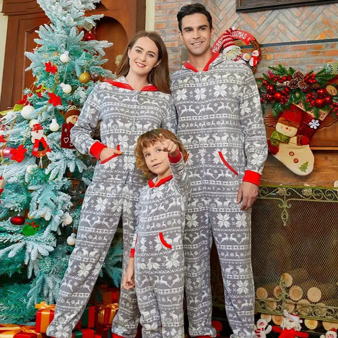 Christmas Snowflakes The Nordic Hoodie Onesie Family Matching Pajamas Sets