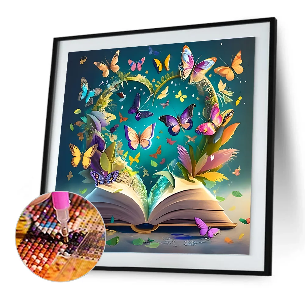Diamond Painting - Full Round Drill - Butterfly Book(Canvas|30*30cm)
