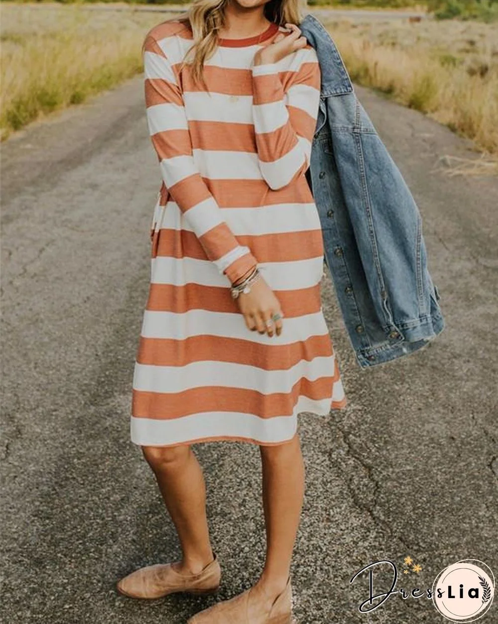 Stripe Women Fashion Summer Holiday Mini Dresses