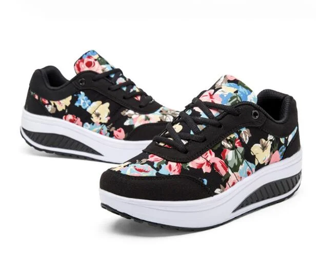 New Fashion Breathable Women's Casual Sports Shoes Women Wedge With Thick Sole Rocking Shoes Women Sneakers Zapatillas Mujer