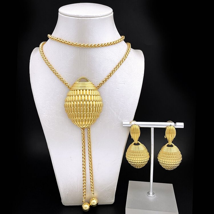 Fashion Jewelry Gold Color Necklace Earring Sets For Women