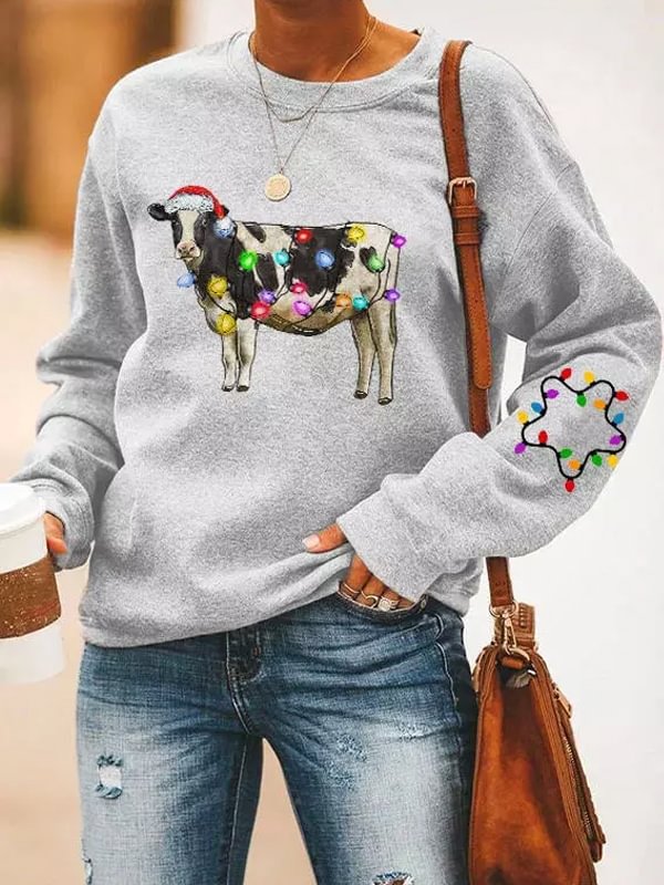 Christmas Hat Lantern Cattle Star Sweatshirt