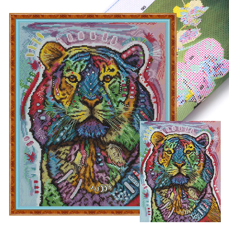 Joy Sunday-Tigers And Tigers Are Powerful (36*44cm) 14CT Stamped Cross Stitch gbfke