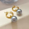 Classic Elegant White Grey Pearl Earrings