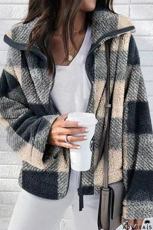 double-sided plush plaid coat