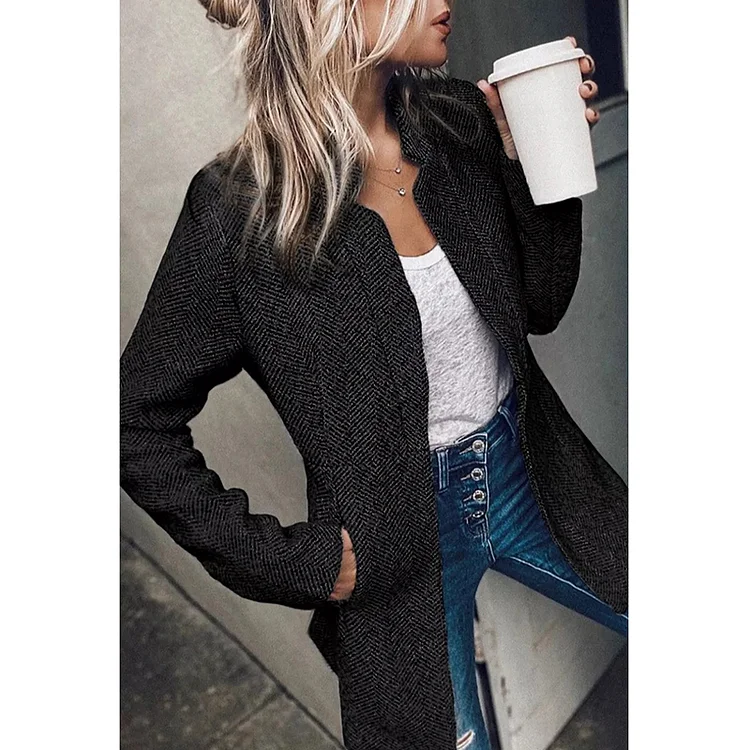Pocket Design Long Sleve Casual Coat