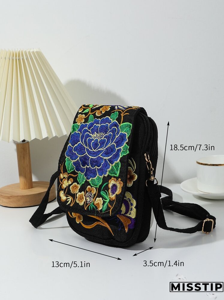 Floral Embroidery Crossbody Bag