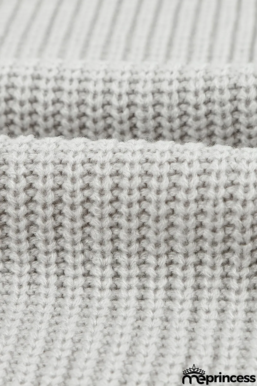 Gray High Neck Drop Shoulder Plain Sweater