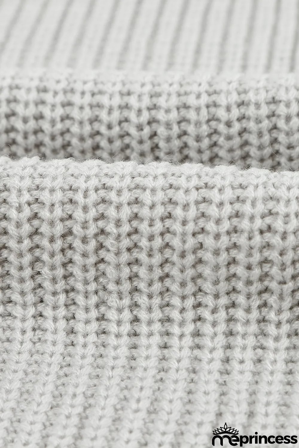 Gray High Neck Drop Shoulder Plain Sweater