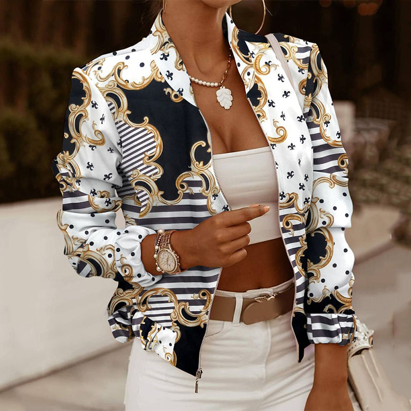 Casual Printed Zipped Jacket wearshes
