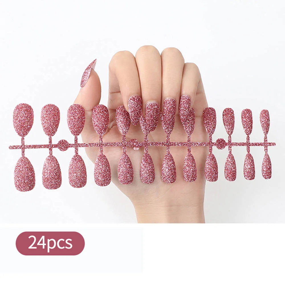 Free shipping fake nails Nail Art Decorations 24pcs Fake Nails Solid Color Frosted Matte Full Cover новогодние накладные ногти-Nail Inspo
