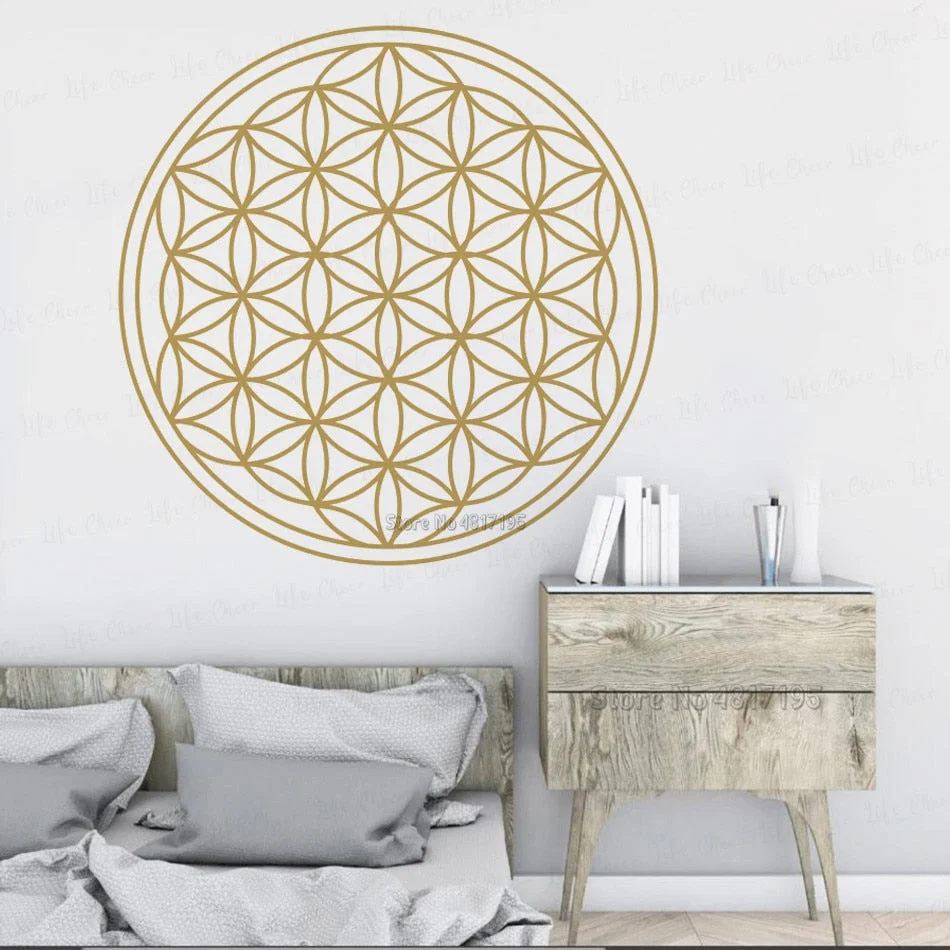 Flower Of Life Wall Art Vinyl Decal Mandala Flower Geometry Wall Stickers Seed Of Life Wall Decoration Yoga Studio Home Decor