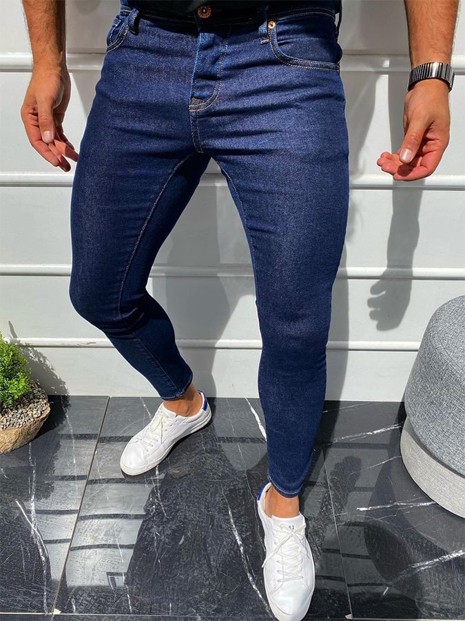 Men's Casual Navy Blue Jeans