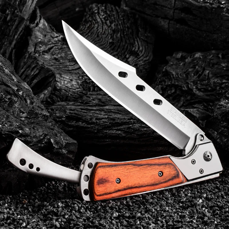 Swallowtail Folding Knife, Outdoor High-Hardness Multi-Functional Knife, Outdoor Survival Portable Self-Defense Knife, Sharp Fruit Knife