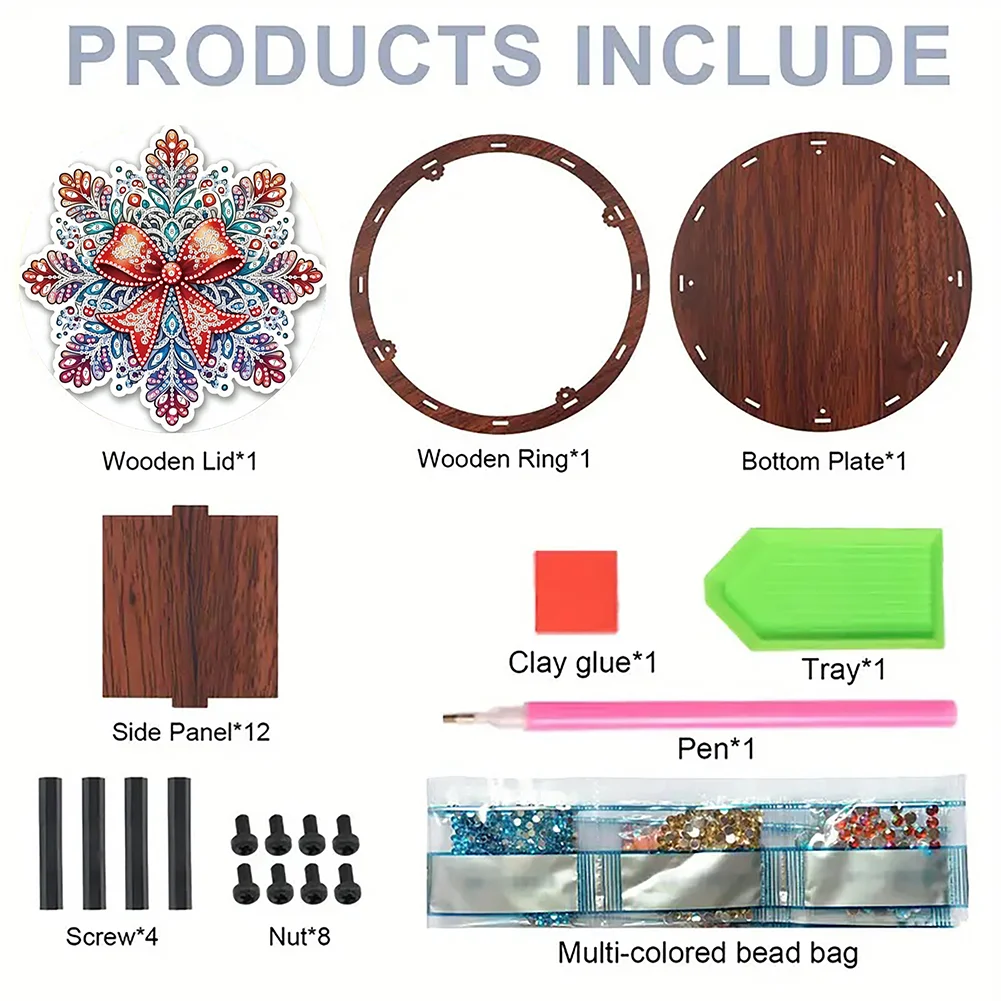 DIY Diamond Painting Storage Box Rhinestones Decorative Snack Case Kit (Bow)