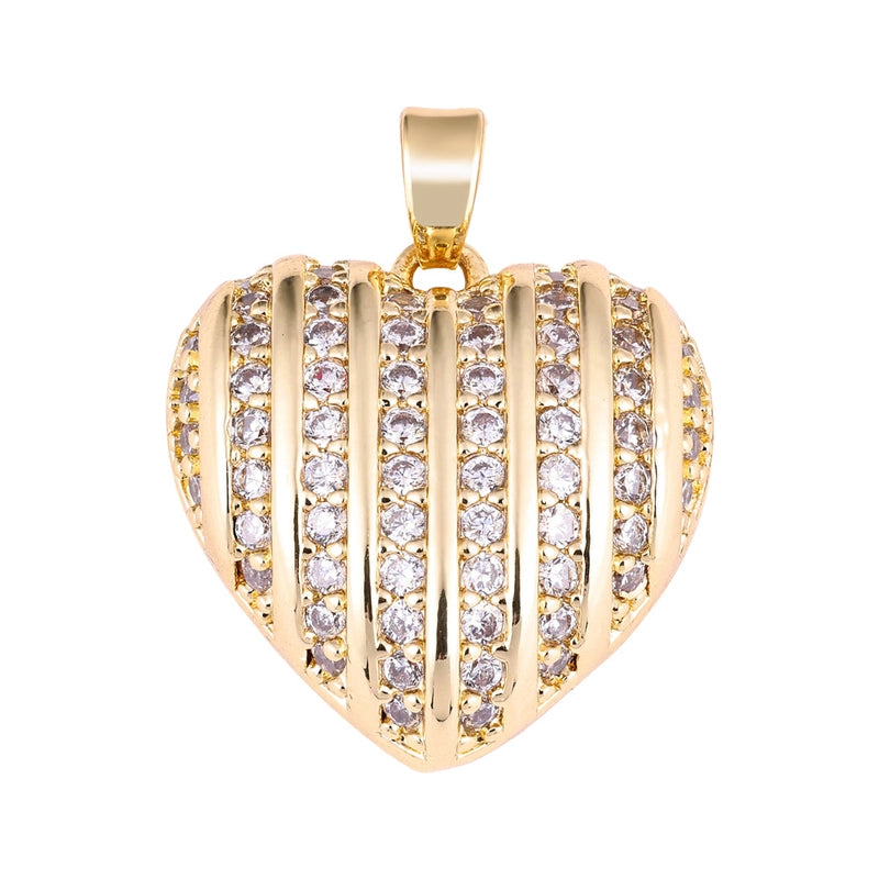 1 Piece Copper Zircon Four Leaf Clover Round Heart Shape Pendant Jewelry Accessories