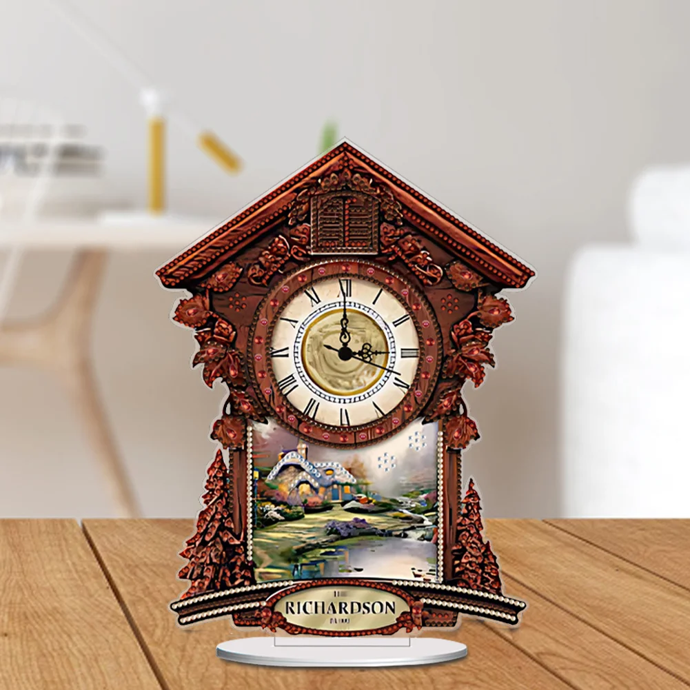 DIY Village Hut Acrylic Special Shaped 5D Diamond Painting Clock Art Craft