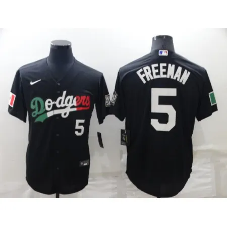 Men's Los Angeles Dodgers #5 Freddie Freeman Black Cool Base Stitched Baseball Jersey 31EU