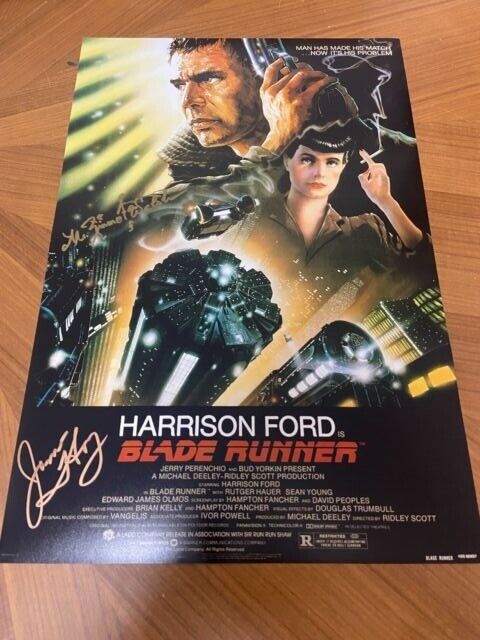 * BLADE RUNNER * signed 12x18 poster * JAMES HONG, M. EMMET WALSH * COA * 3