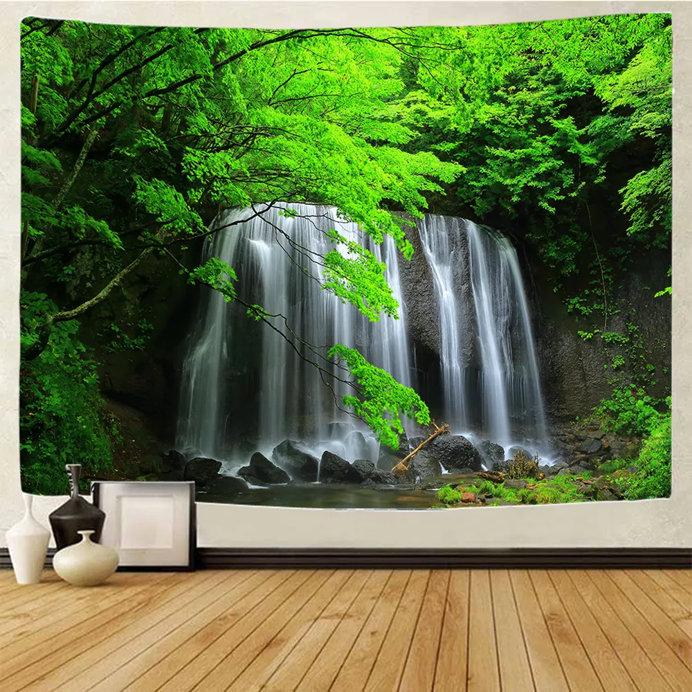 Nigikala waterfall forest home art tapestry Hippie Bohemian decoration large bed sheet background wall sofa blanket