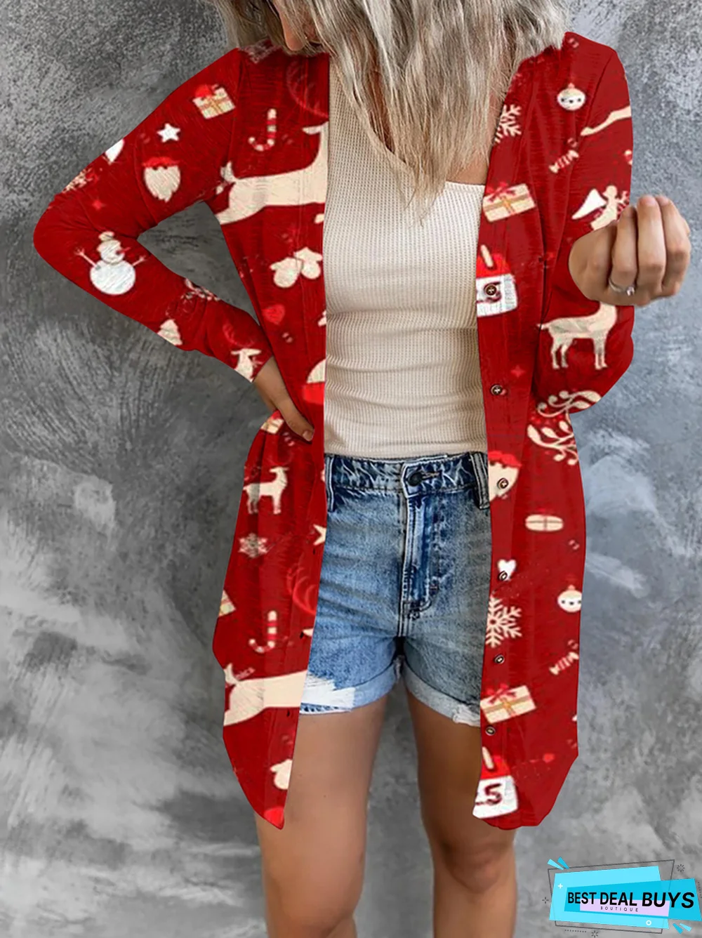 Casual Christmas Snowman Outerwear