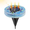 Outdoor LED Solar Lights Waterproof Mini Flat Solar Disc Light with Sturdy Ground Stakes Mosaic Landscape Lightning for Garden Walkway Driveway