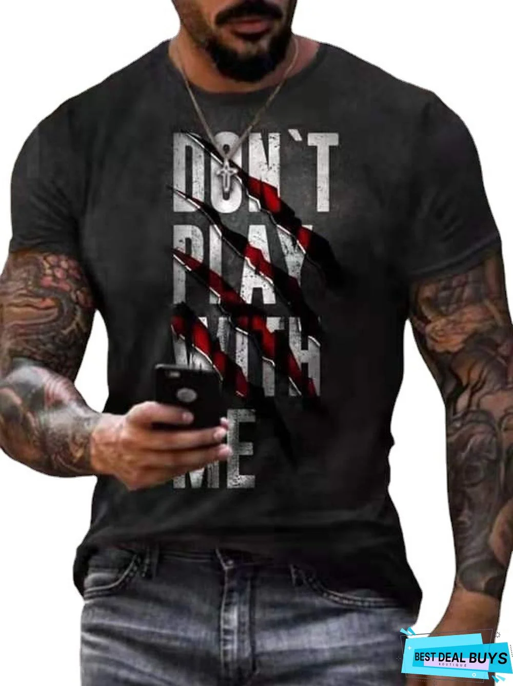 Men's Casual Round Neck Short Sleeve Digital Printing Slim Fit Pullover Men's T-Shirt